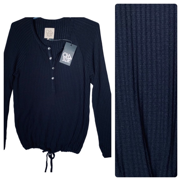 CHASER - LONG SLEEVE 1/4 BUTTON HENLEY DRAWSTRING WAIST TEE - M - NWT - Picture 12 of 14